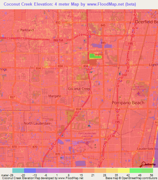 Coconut Creek,US Elevation Map