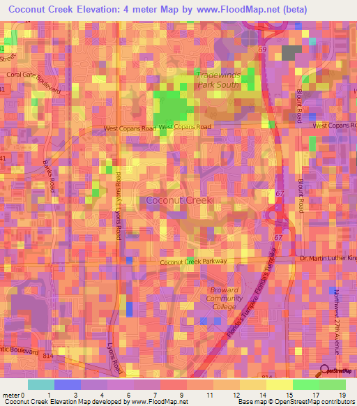 Coconut Creek,US Elevation Map