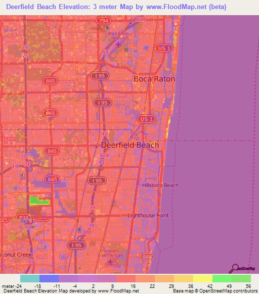 Deerfield Beach,US Elevation Map