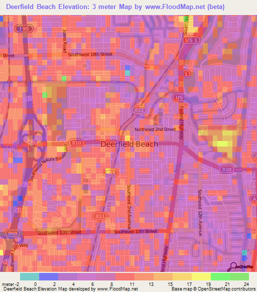 Deerfield Beach,US Elevation Map