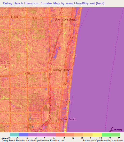 Delray Beach,US Elevation Map