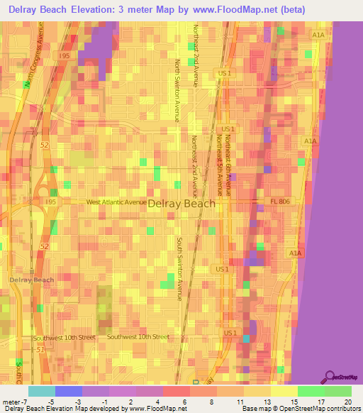 Delray Beach,US Elevation Map