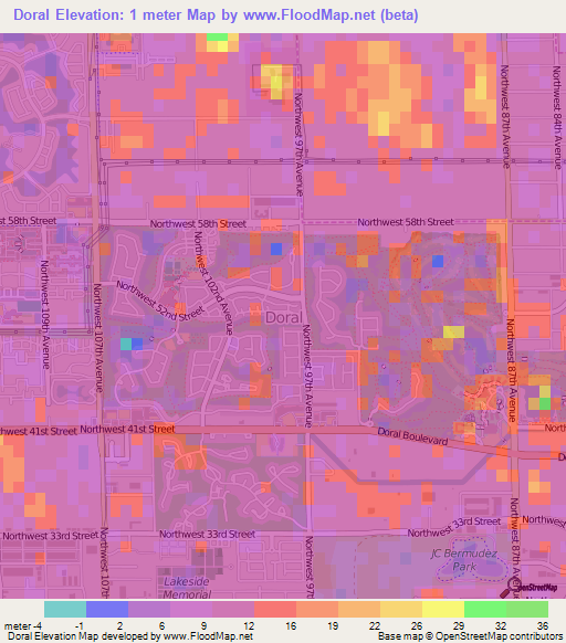 Doral,US Elevation Map