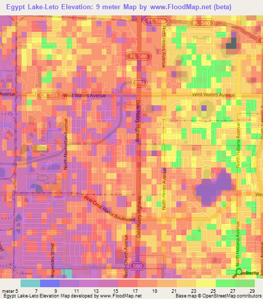 Egypt Lake-Leto,US Elevation Map