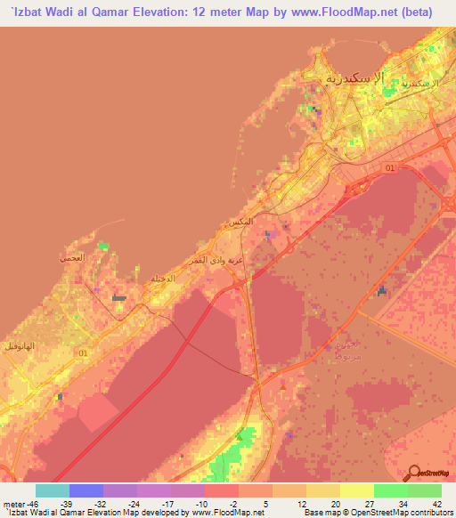 `Izbat Wadi al Qamar,Egypt Elevation Map