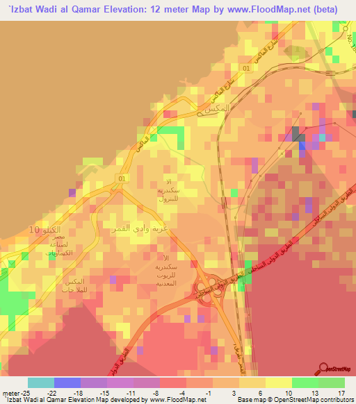 `Izbat Wadi al Qamar,Egypt Elevation Map