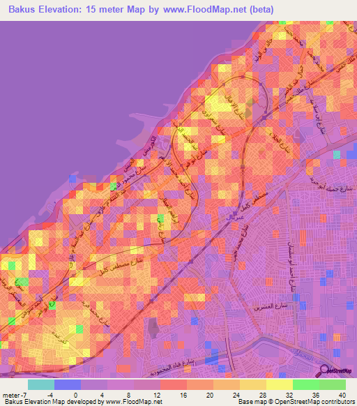 Bakus,Egypt Elevation Map