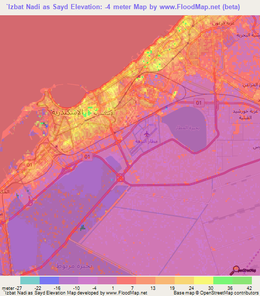 `Izbat Nadi as Sayd,Egypt Elevation Map