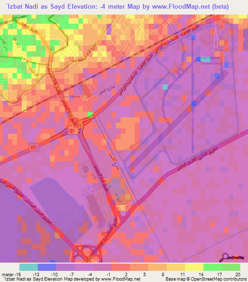 `Izbat Nadi as Sayd,Egypt Elevation Map