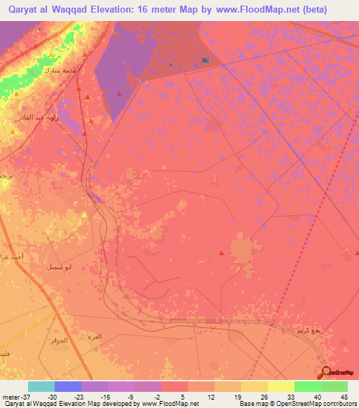 Qaryat al Waqqad,Egypt Elevation Map