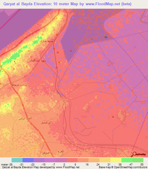 Qaryat al Bayda,Egypt Elevation Map