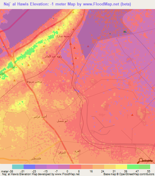 Naj` al Hawis,Egypt Elevation Map