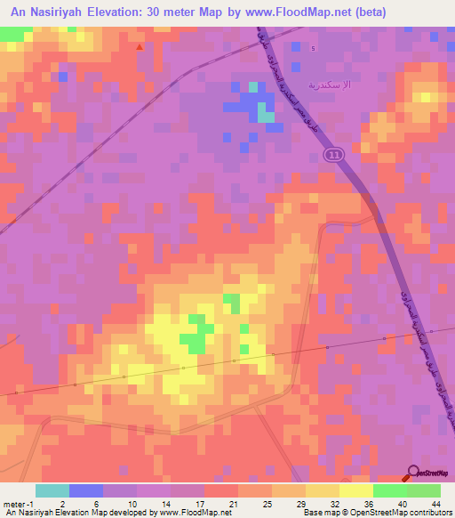 An Nasiriyah,Egypt Elevation Map