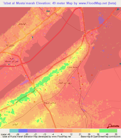 `Izbat al Musta`marah,Egypt Elevation Map