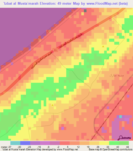 `Izbat al Musta`marah,Egypt Elevation Map