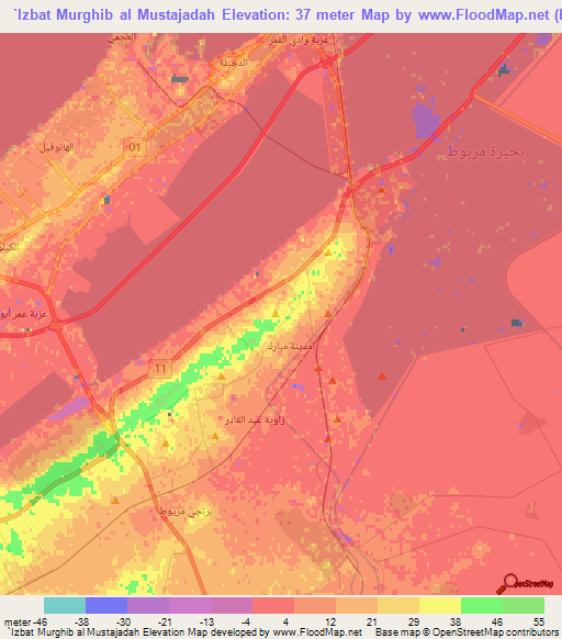 `Izbat Murghib al Mustajadah,Egypt Elevation Map