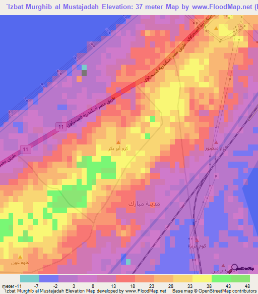 `Izbat Murghib al Mustajadah,Egypt Elevation Map