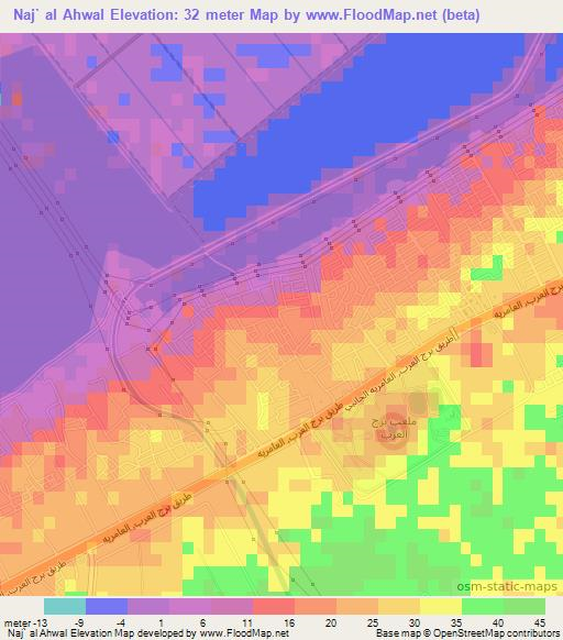 Naj` al Ahwal,Egypt Elevation Map