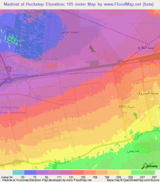 Madinat al Huckstep,Egypt Elevation Map