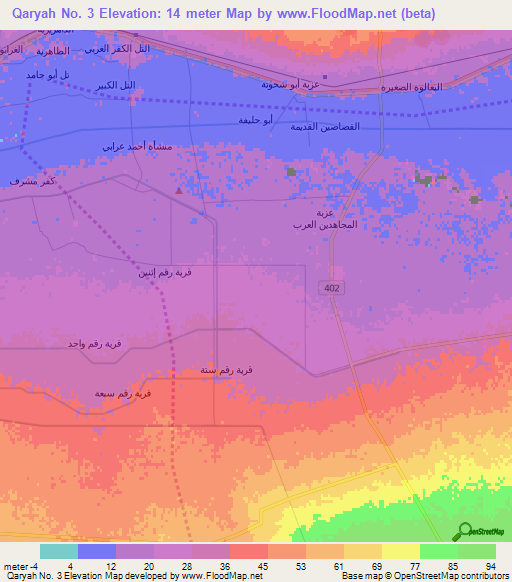 Qaryah No. 3,Egypt Elevation Map