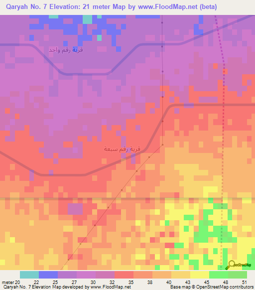 Qaryah No. 7,Egypt Elevation Map