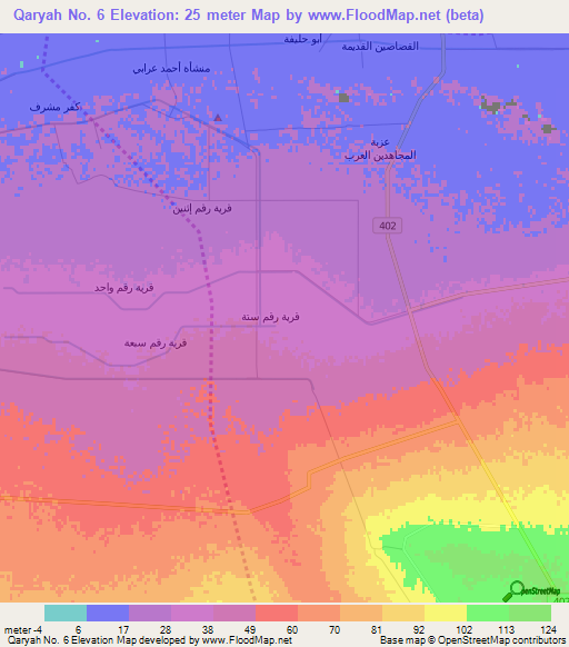 Qaryah No. 6,Egypt Elevation Map