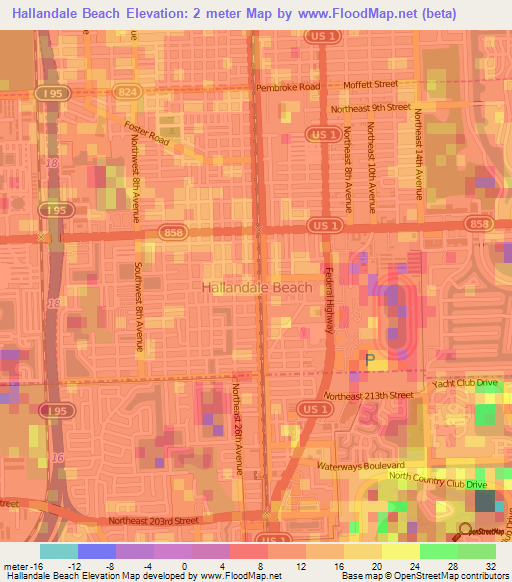 Hallandale Beach,US Elevation Map