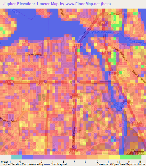Jupiter,US Elevation Map