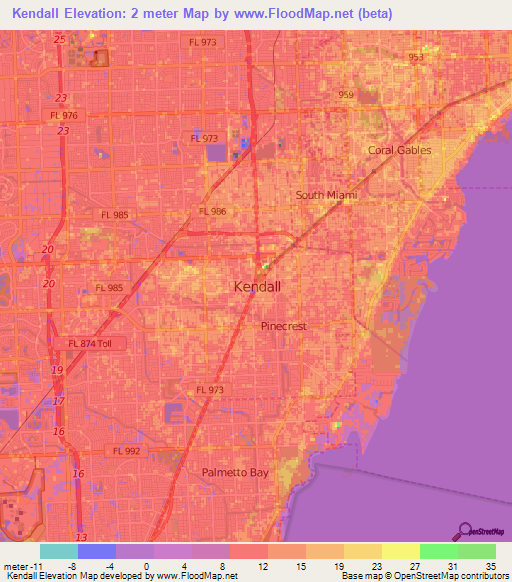 Kendall,US Elevation Map