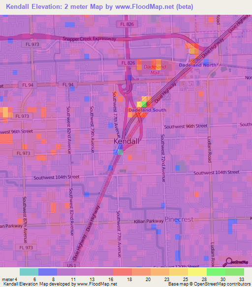 Kendall,US Elevation Map