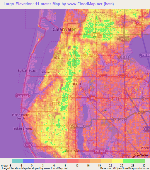 Largo,US Elevation Map