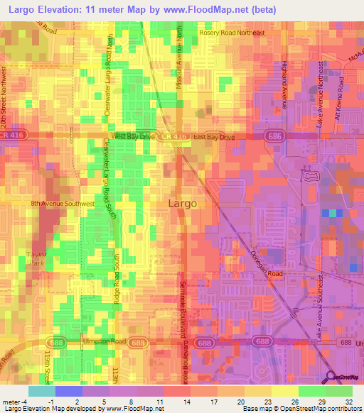 Largo,US Elevation Map