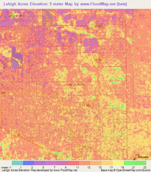 Lehigh Acres,US Elevation Map