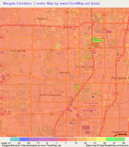 Margate,US Elevation Map