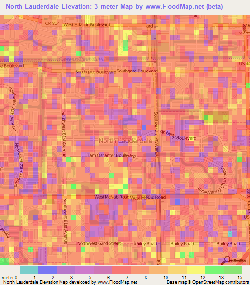 North Lauderdale,US Elevation Map