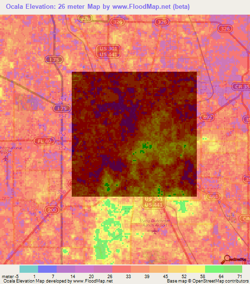 Ocala,US Elevation Map