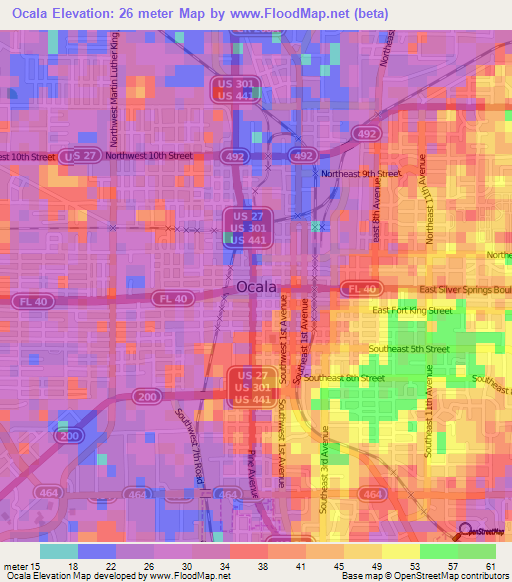 Ocala,US Elevation Map