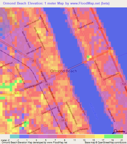 Ormond Beach,US Elevation Map