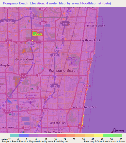 Pompano Beach,US Elevation Map