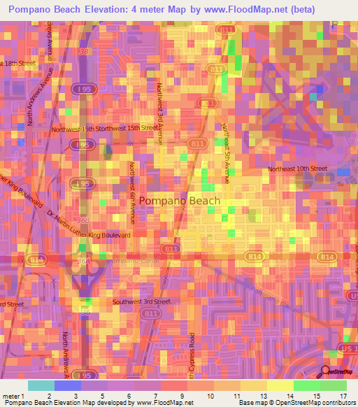 Pompano Beach,US Elevation Map