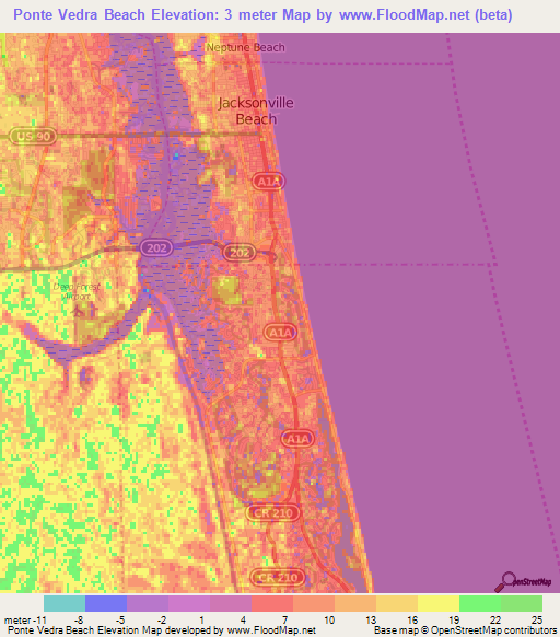 Ponte Vedra Beach,US Elevation Map