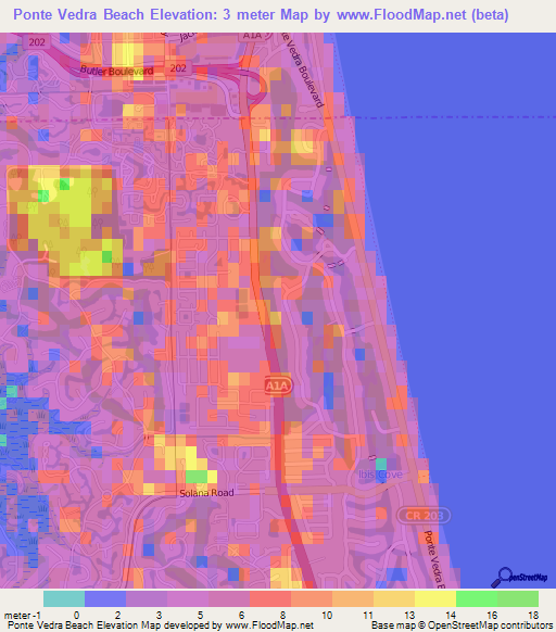 Ponte Vedra Beach,US Elevation Map