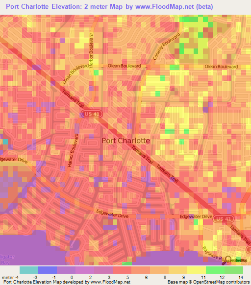 Port Charlotte,US Elevation Map