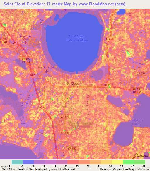 Saint Cloud,US Elevation Map