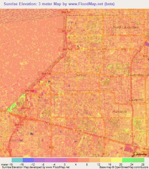 Sunrise,US Elevation Map