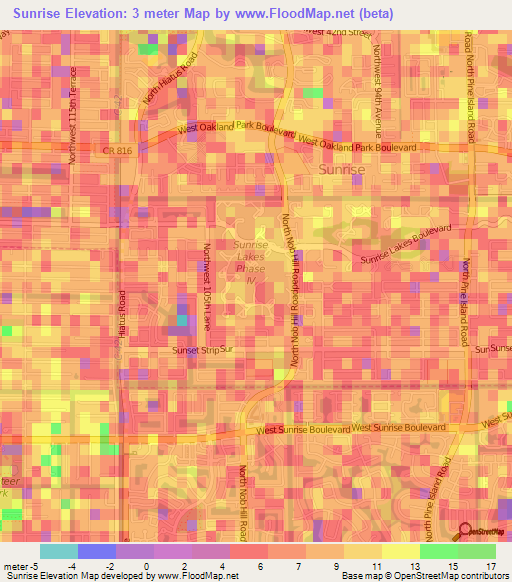 Sunrise,US Elevation Map