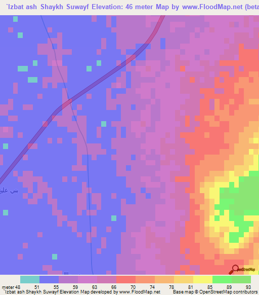 `Izbat ash Shaykh Suwayf,Egypt Elevation Map