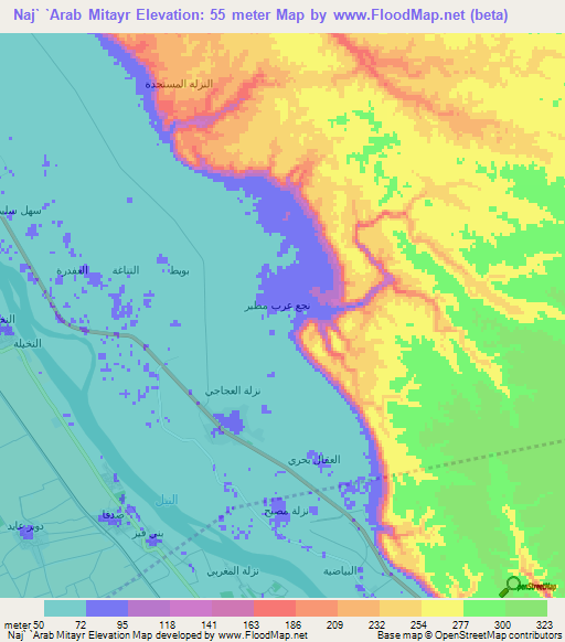 Naj` `Arab Mitayr,Egypt Elevation Map