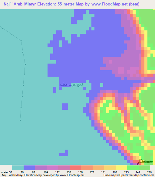 Naj` `Arab Mitayr,Egypt Elevation Map