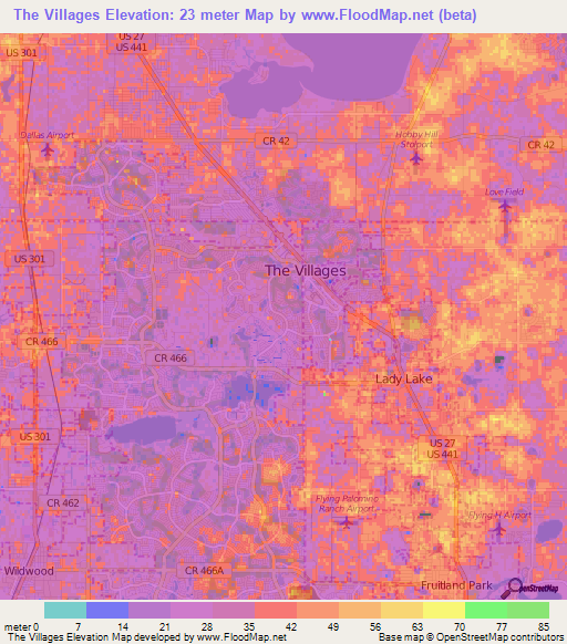 The Villages,US Elevation Map